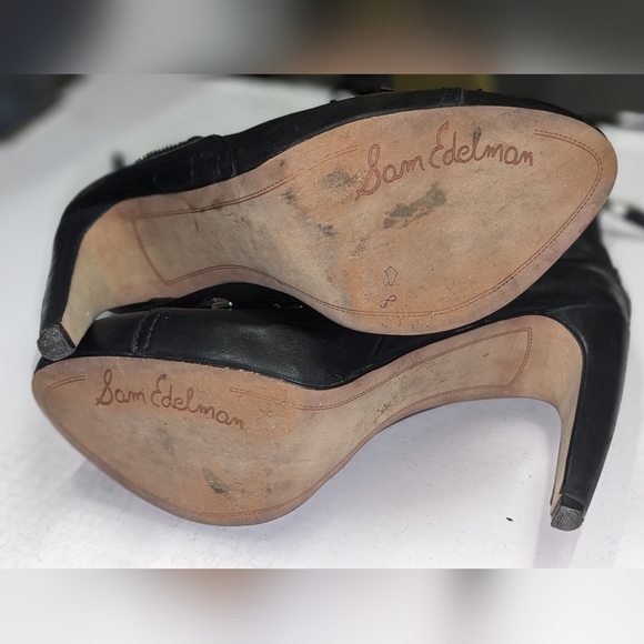 Sam Edelman Zip & Tie Up Ankle High Heel Boots with Decorative Spikes Size 7 1/2 - Picture 5 of 9